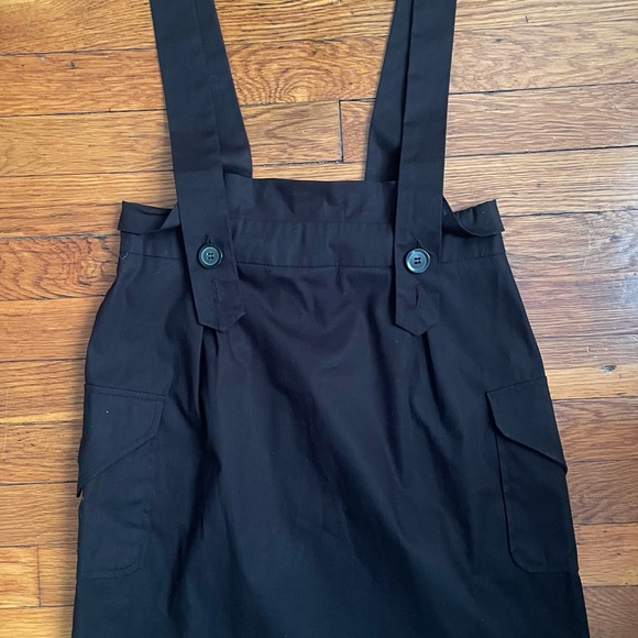 Cargo Pocket Black Pencil Skirt Suspenders Jumper size small/6 buttons academia - Picture 5 of 9